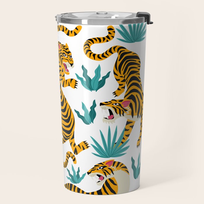 Tigers and tropical leaves. Travel Mug Gallery Image 2