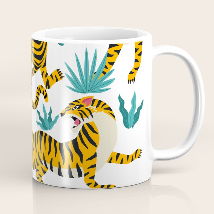 Tigers and tropical leaves. Coffee Mug Gallery Image 1