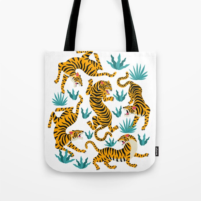 Tigers and tropical leaves. Tote Bag Gallery Image 1