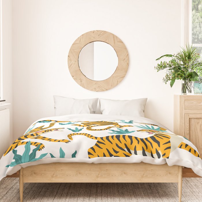 Tigers and tropical leaves. Duvet Cover Gallery Image 3