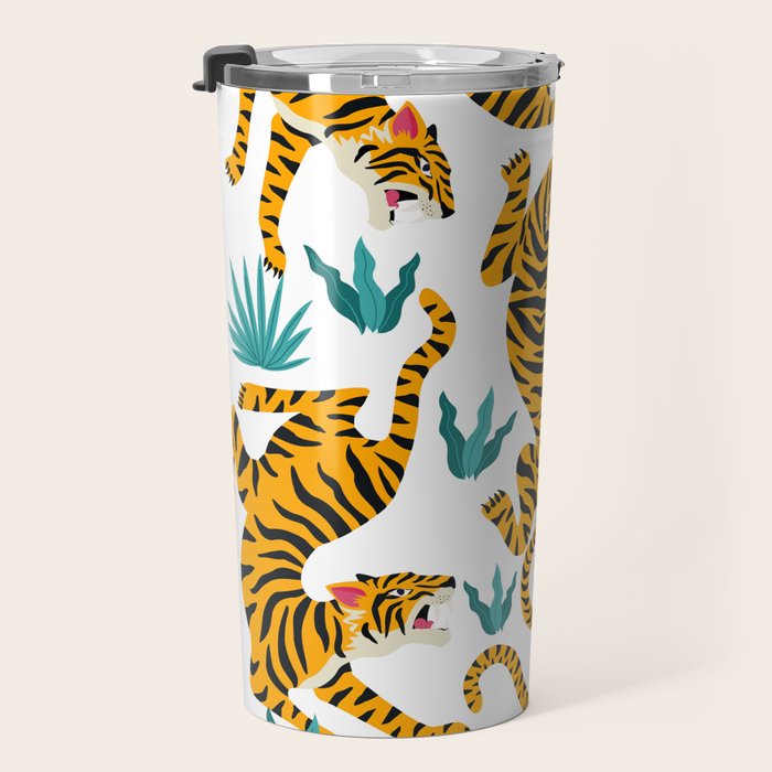 Tigers and tropical leaves. Travel Mug Gallery Image 3