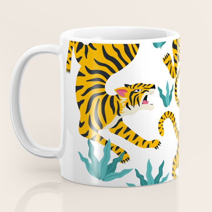 Tigers and tropical leaves. Coffee Mug Gallery Image 3