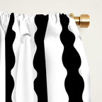 Black and White, Wavy, Squiggle, Stripes Window Curtain Gallery Image 2