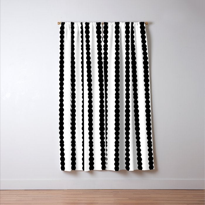 Black and White, Wavy, Squiggle, Stripes Window Curtain Gallery Image 3