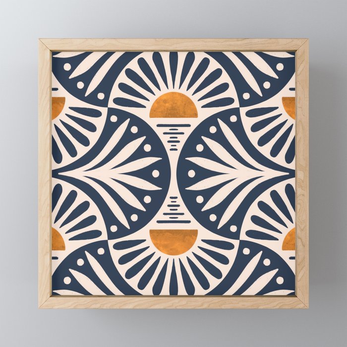 Art Deco Sunset and Leaves Mini Art Print Gallery Image 1