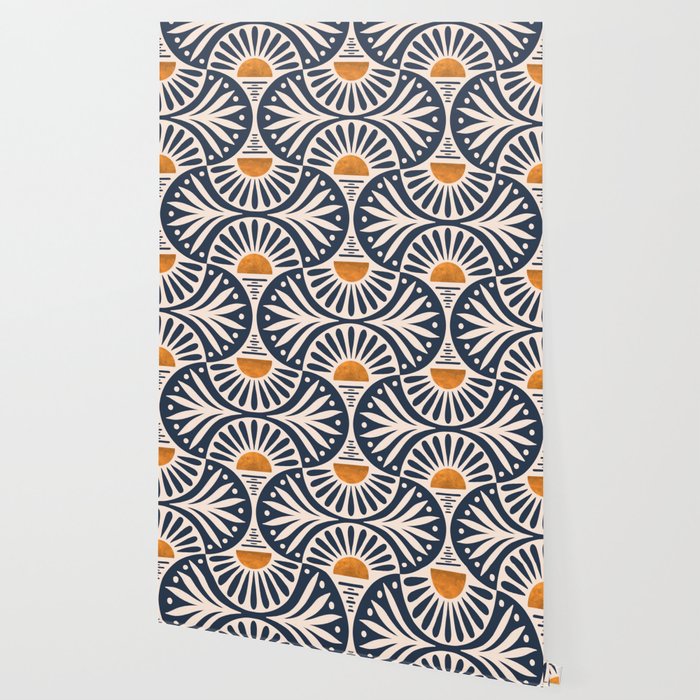 Art Deco Sunset and Leaves Wallpaper Gallery Image 2