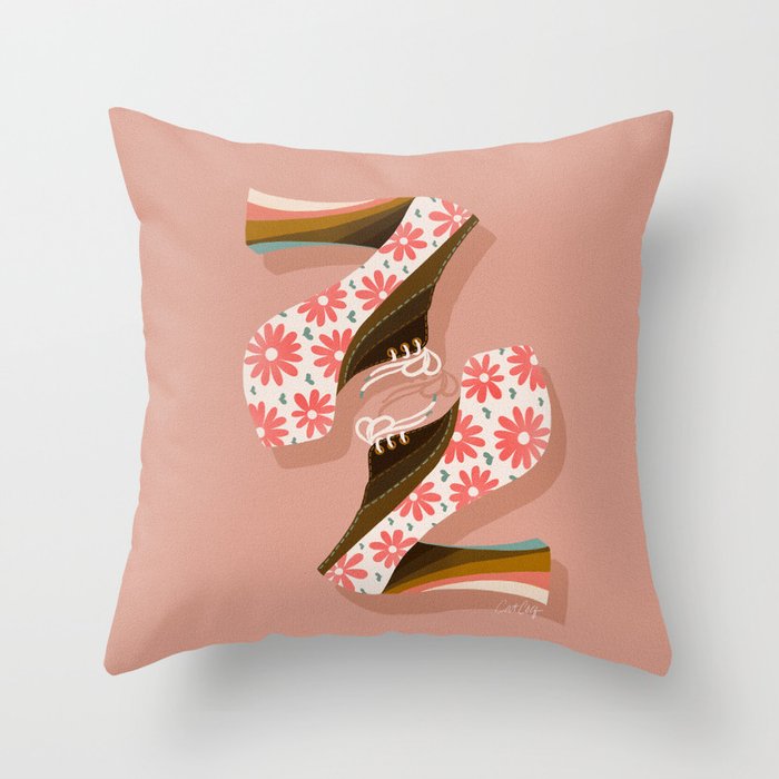 Disco Platforms - Blush & White Throw Pillow Gallery Image 6