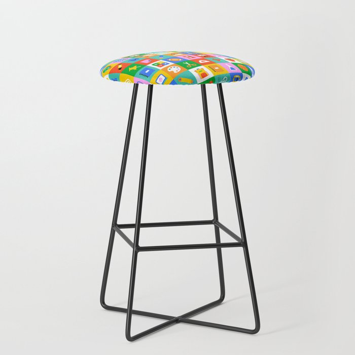 Colorful back to school geometric mosaic pattern Stool Gallery Image 1