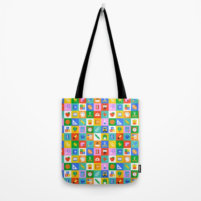 Colorful back to school geometric mosaic pattern Tote Bag Gallery Image 2