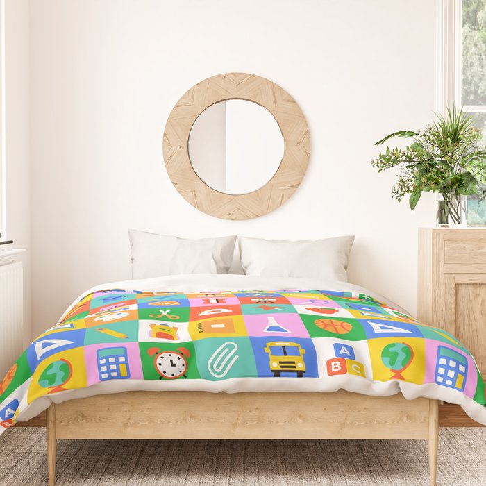Colorful back to school geometric mosaic pattern Duvet Cover Gallery Image 3