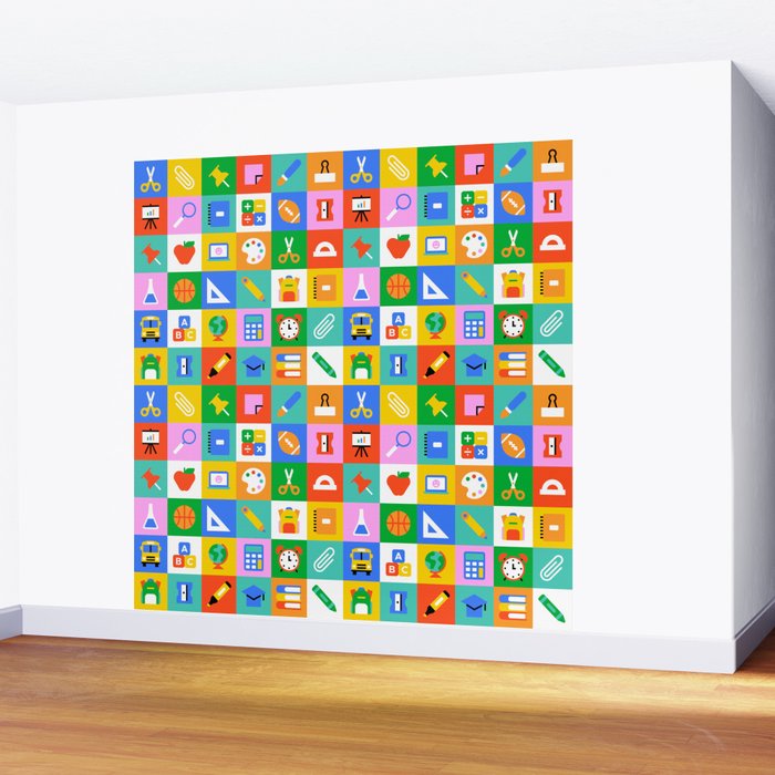 Colorful back to school geometric mosaic pattern Wall Mural Gallery Image 2