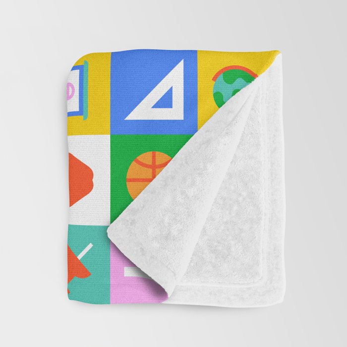 Colorful back to school geometric mosaic pattern Throw Blanket Gallery Image 3