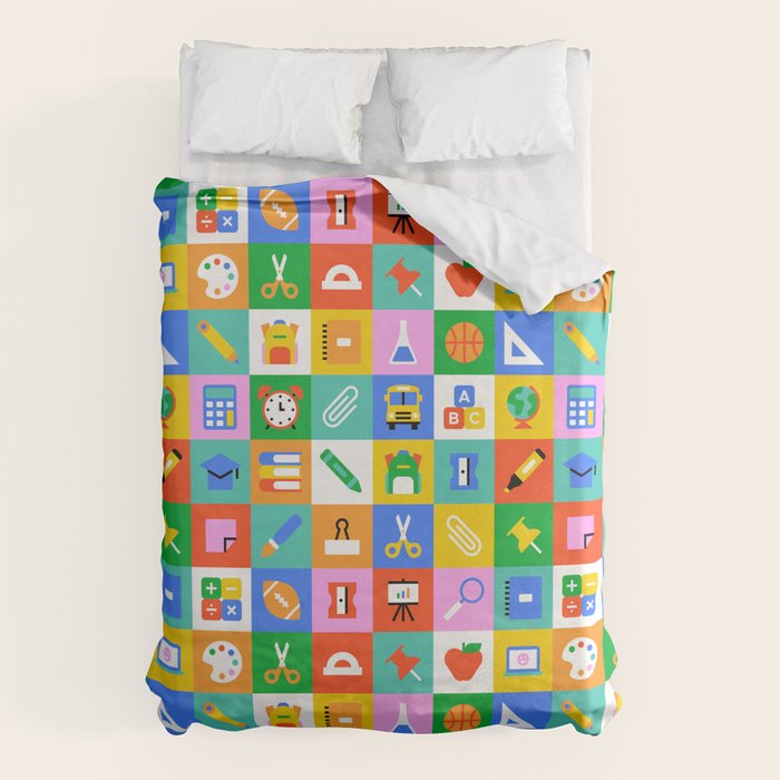 Colorful back to school geometric mosaic pattern Duvet Cover Gallery Image 6