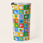 Colorful back to school geometric mosaic pattern Travel Mug Gallery Image 3
