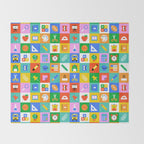 Colorful back to school geometric mosaic pattern Throw Blanket Gallery Image 2