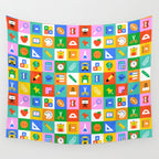 Colorful back to school geometric mosaic pattern Wall Tapestry Gallery Image 4