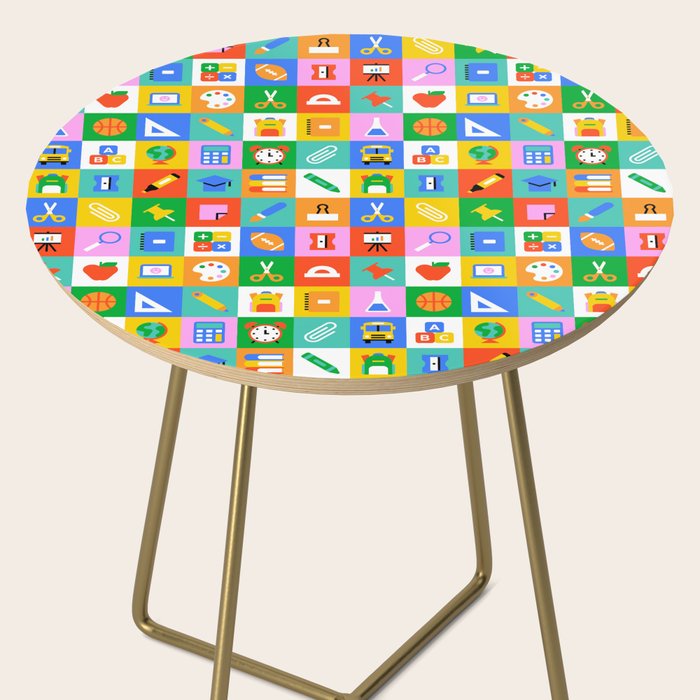 Colorful back to school geometric mosaic pattern Side Table Gallery Image 2