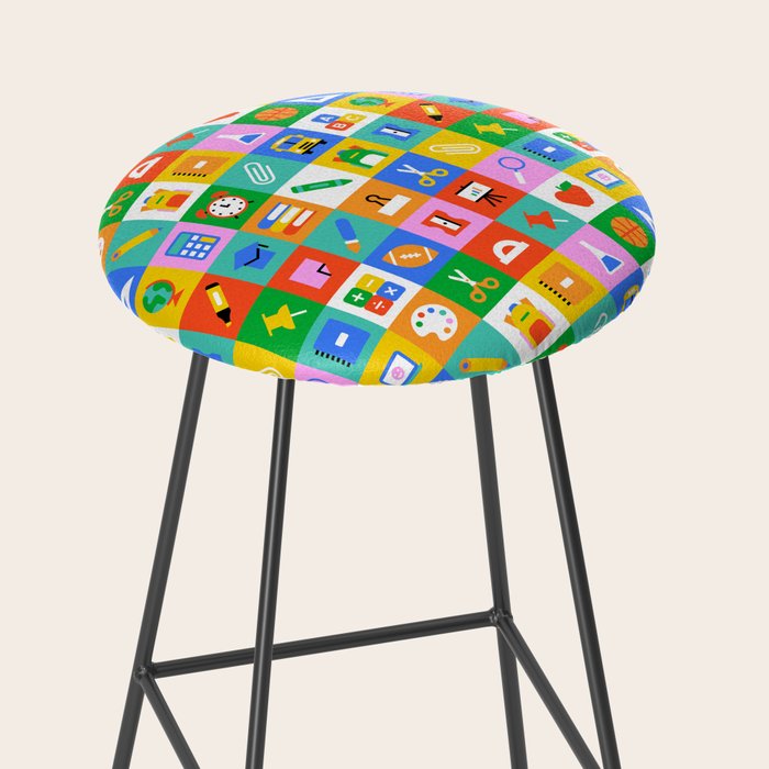 Colorful back to school geometric mosaic pattern Stool Gallery Image 2