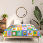 Colorful back to school geometric mosaic pattern Comforter Gallery Image 3
