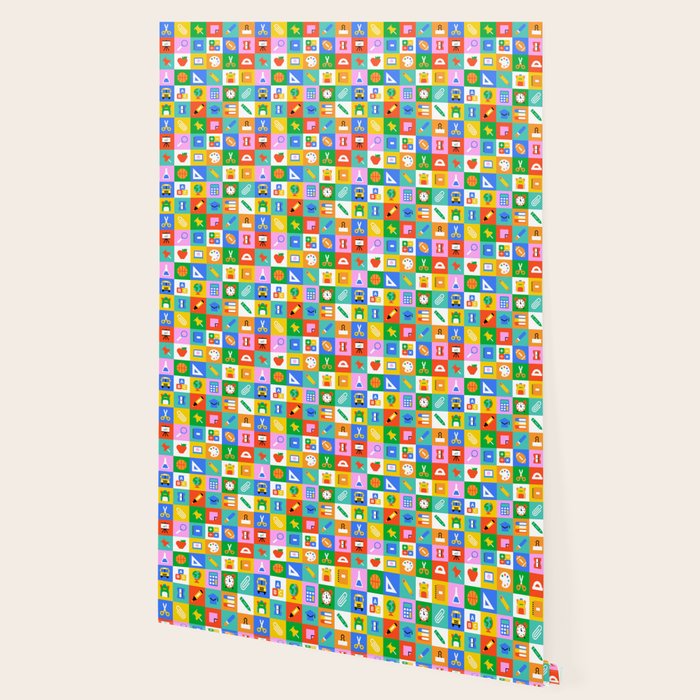 Colorful back to school geometric mosaic pattern Wallpaper Gallery Image 2