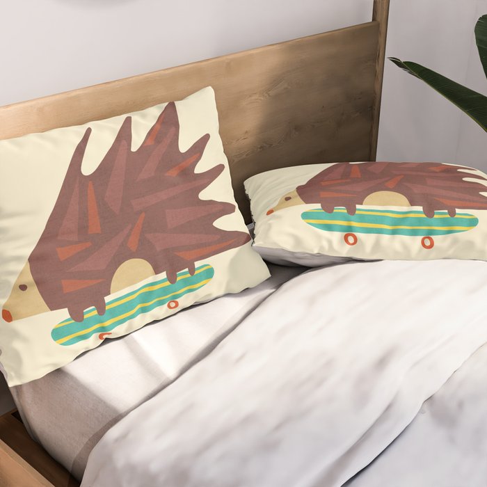 Hedgehog in hair raising speed Pillow Sham Gallery Image 2