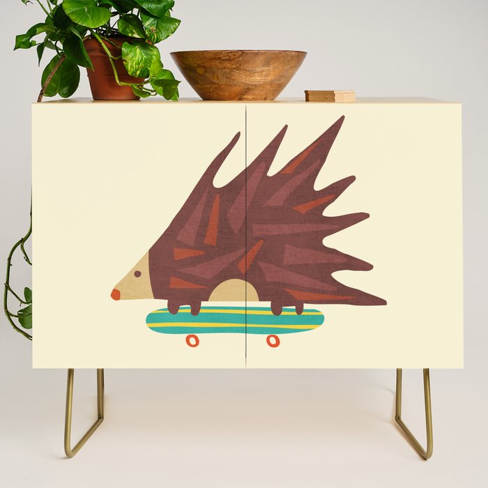 Hedgehog in hair raising speed Credenza Gallery Image 1