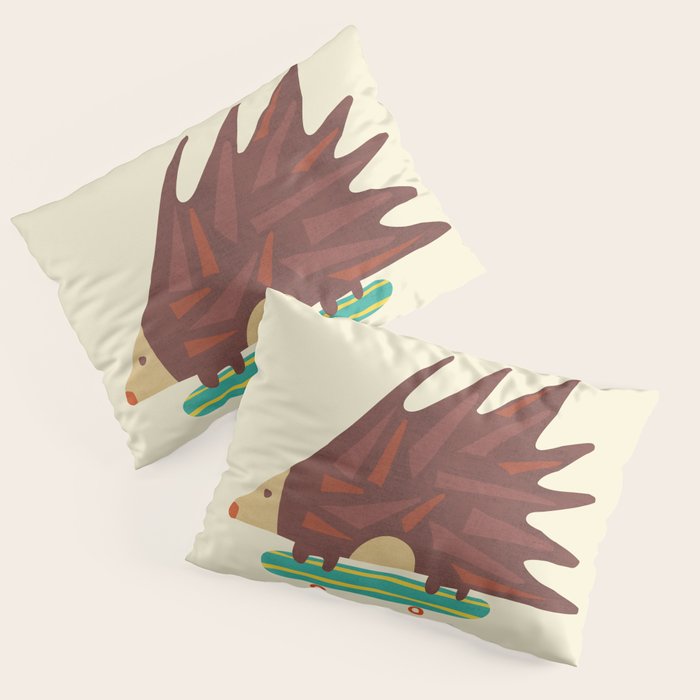 Hedgehog in hair raising speed Pillow Sham Gallery Image 1