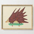 Hedgehog in hair raising speed Serving Tray Gallery Image 1