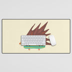 Hedgehog in hair raising speed Desk Mat Gallery Image 1