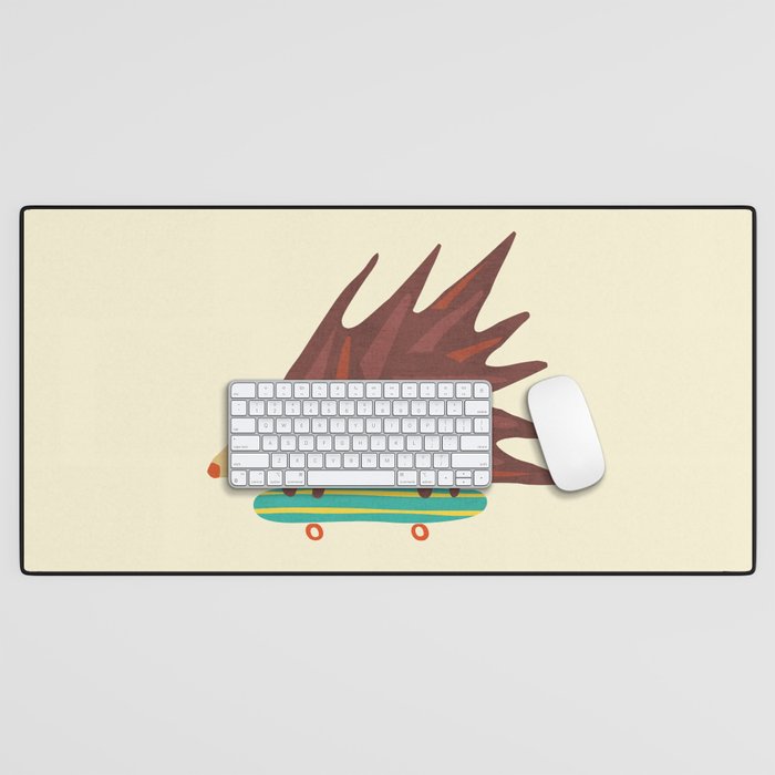 Hedgehog in hair raising speed Desk Mat Gallery Image 1