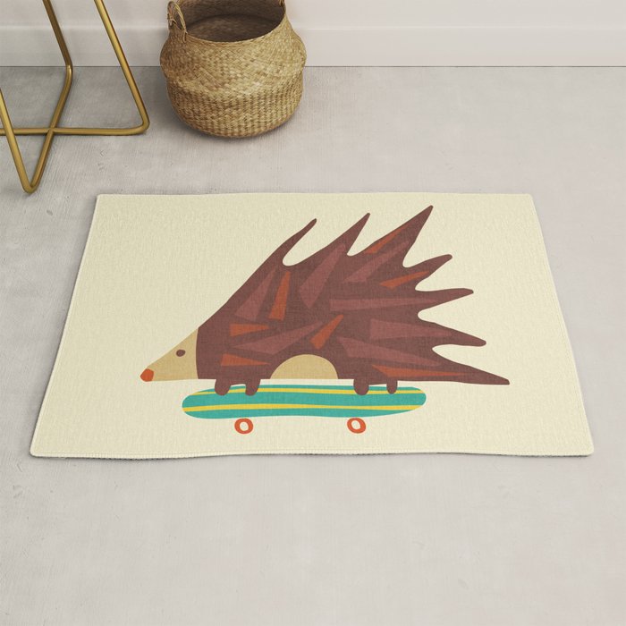 Hedgehog in hair raising speed Rug Gallery Image 1
