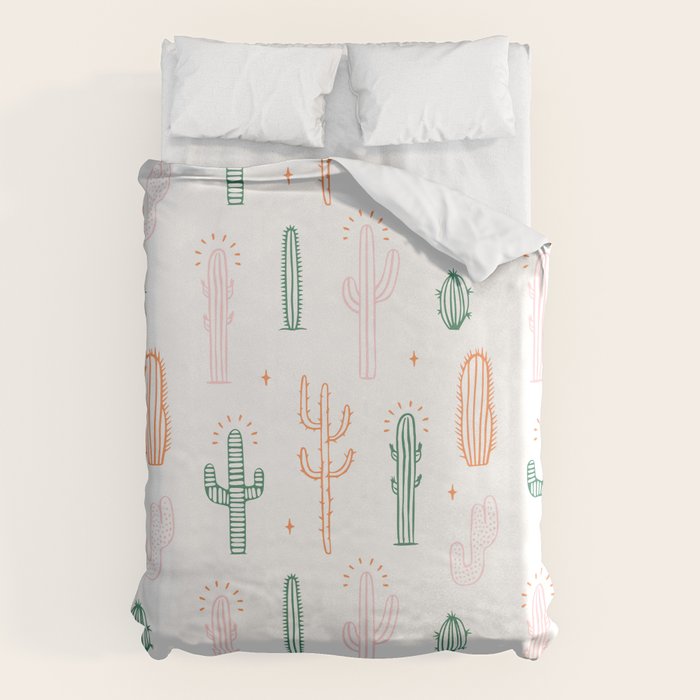 Retro hand drawn cactus plant pattern Duvet Cover Gallery Image 6