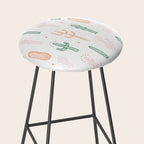 Retro hand drawn cactus plant pattern Stool Gallery Image 2