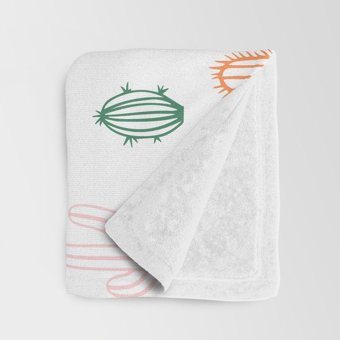 Retro hand drawn cactus plant pattern Throw Blanket Gallery Image 3
