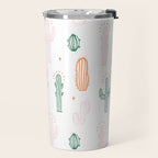 Retro hand drawn cactus plant pattern Travel Mug Gallery Image 2