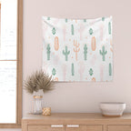 Retro hand drawn cactus plant pattern Wall Tapestry Gallery Image 2