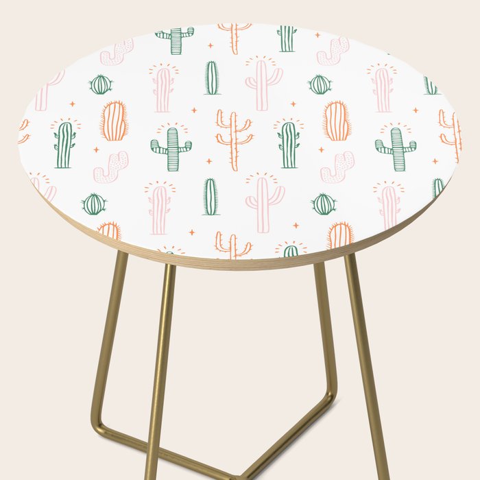 Retro hand drawn cactus plant pattern Side Table Gallery Image 2