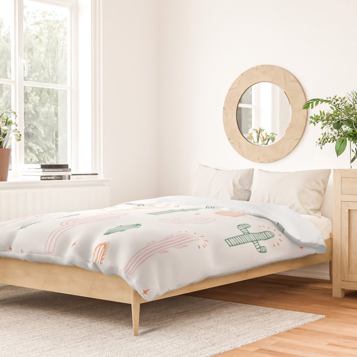 Retro hand drawn cactus plant pattern Duvet Cover Gallery Image 2