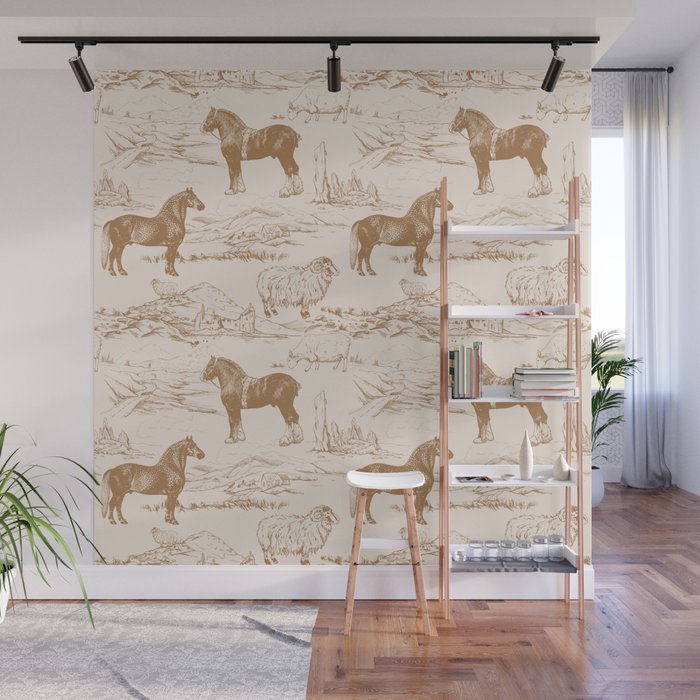 Clydesdale Horses in The Scottish Landscape  Wall Mural Gallery Image 1