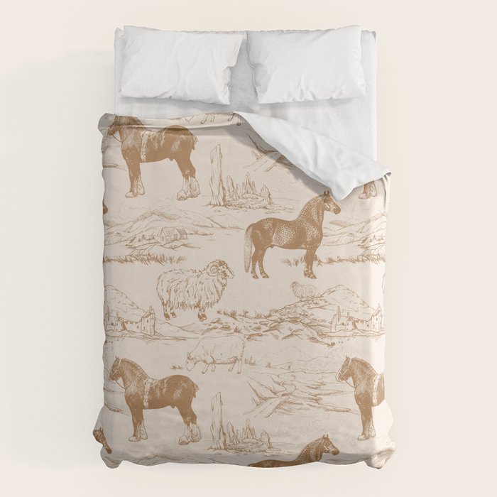 Clydesdale Horses in The Scottish Landscape  Duvet Cover Gallery Image 1
