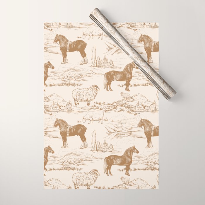 Clydesdale Horses in The Scottish Landscape  Wrapping Paper Gallery Image 1