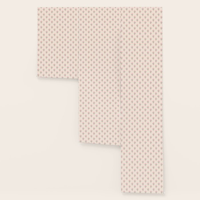 Vintage Pink Rose Bouquets with Ribbon Bows on Cream Wallpaper Gallery Image 3