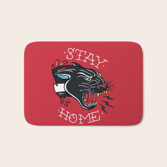 Stay Home Panther Tattoo Bath Mat Gallery Image 1
