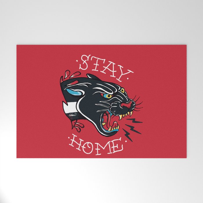 Stay Home Panther Tattoo Welcome Mat Gallery Image 1