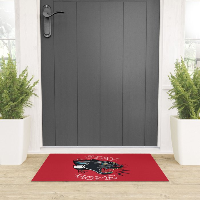 Stay Home Panther Tattoo Welcome Mat Gallery Image 3