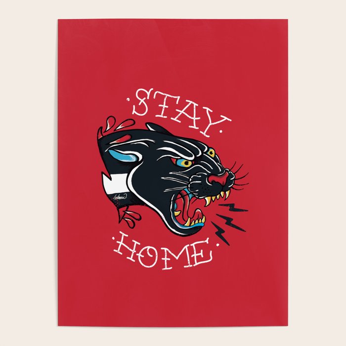Stay Home Panther Tattoo Poster Gallery Image 1