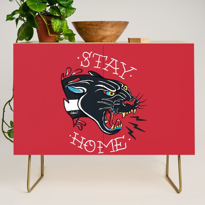 Stay Home Panther Tattoo Credenza Gallery Image 1