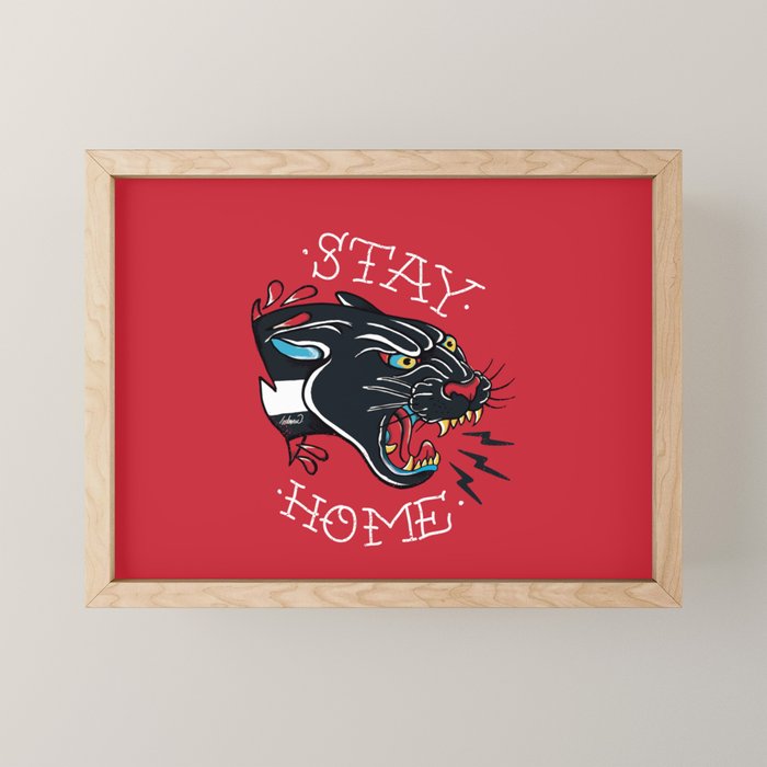 Stay Home Panther Tattoo Mini Art Print Gallery Image 1