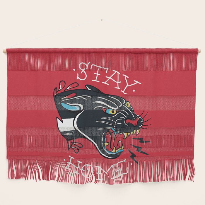 Stay Home Panther Tattoo Wall Hanging