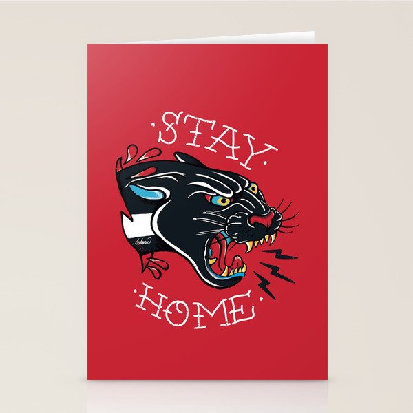 Stay Home Panther Tattoo Stationery Card Gallery Image 1
